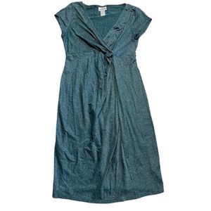 Motherhood Maternity Teal Stretchy Flowy Short Sleeve V Neck Dress Size Small
